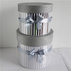 Fantasia Rodada Gift Wrap Box com tampas decorativas Glitter para o Natal, aniversário e casamento