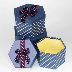 Customized  Hexagon gift box with ribbon for Engagement