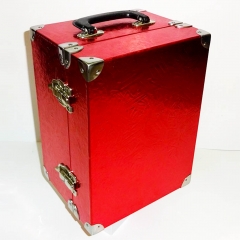Red Square Paper Suitcase Box With Metal Handle for Storage