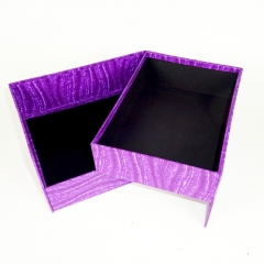 Caixa de gaveta rotativa roxa elegante com arco para jóias