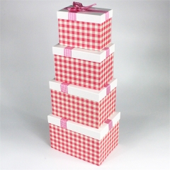 Caixa de embalagem cor-de-rosa bonita da manta de Tartan com tampa e fita para o presente