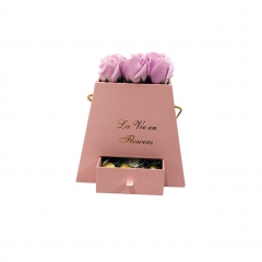 Caixa de presente de papel elegante flor com fita e gaveta