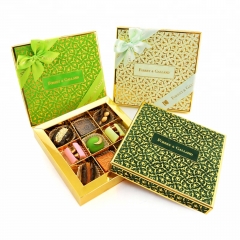 Caixa de presente feita sob encomenda elegante do papel do logotipo para o empacotamento do chocolate com laço