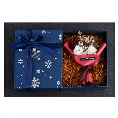 Caixa de presente personalizada romântica do cartão do floco de neve com laço