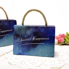 Caixa de presente portátil dos doces do céu estrelado feito sob encomenda com corda para ocasiões do casamento