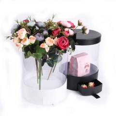 Caixa de flor redonda com PVC transparente com gaveta