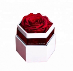 Nova caixa de presente de rosa pequena caixa de chapéu de flor de hexágono de papelão