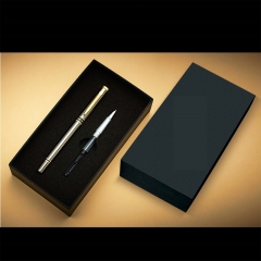 Caixa de presente de papel preto luxo para caneta de embalagem com bandeja