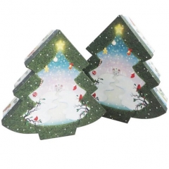 Caixas dadas forma cartão da árvore da decoração do Natal para crianças com logotipo