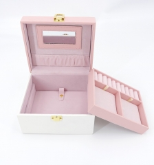 Caixa de jóias de armazenamento de couro personalizado presente de casamento com arco