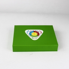 caixa de presente de papel em forma de livro verde reciclado para embalagem