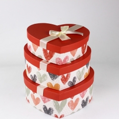 caixa de três peças vermelha conjunto coração decorativo em forma de caixa de presente de vela