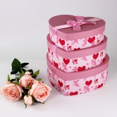 Impressão de luxo design personalizado flores de papelão caixa de presente em forma de coração