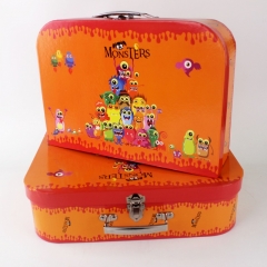 caixa de mala de embalagem rígida de papelão de design dos desenhos animados com alça