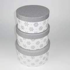 design de padrão de floco de neve de prata que imprime caixas de papelão duras para presentes
